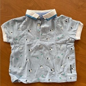Kids Blue Polo Shirt with Animal Print